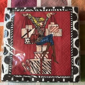 🛍️ Chic Red Fashion Illustration Napkins  🛍️ NWT 🛍️